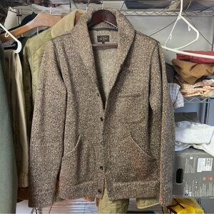 Men's Brown Shawl Collar Sweater